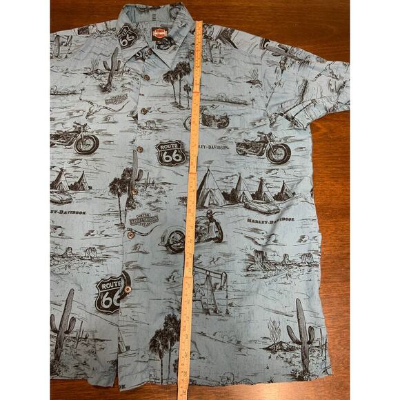 Harley Davidson All Over Print Button Down Men 2XL Route 66 Biker Motorcycle - Picture 5 of 11